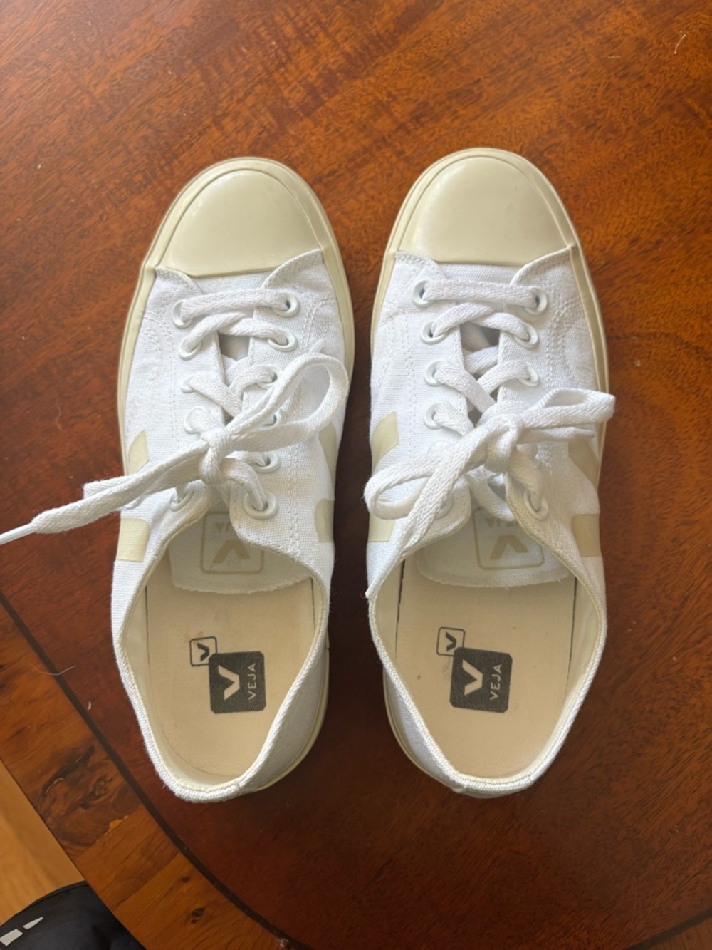 Veja White Canvas Sneakers with Cream Toe Caps